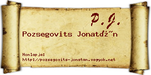 Pozsegovits Jonatán névjegykártya